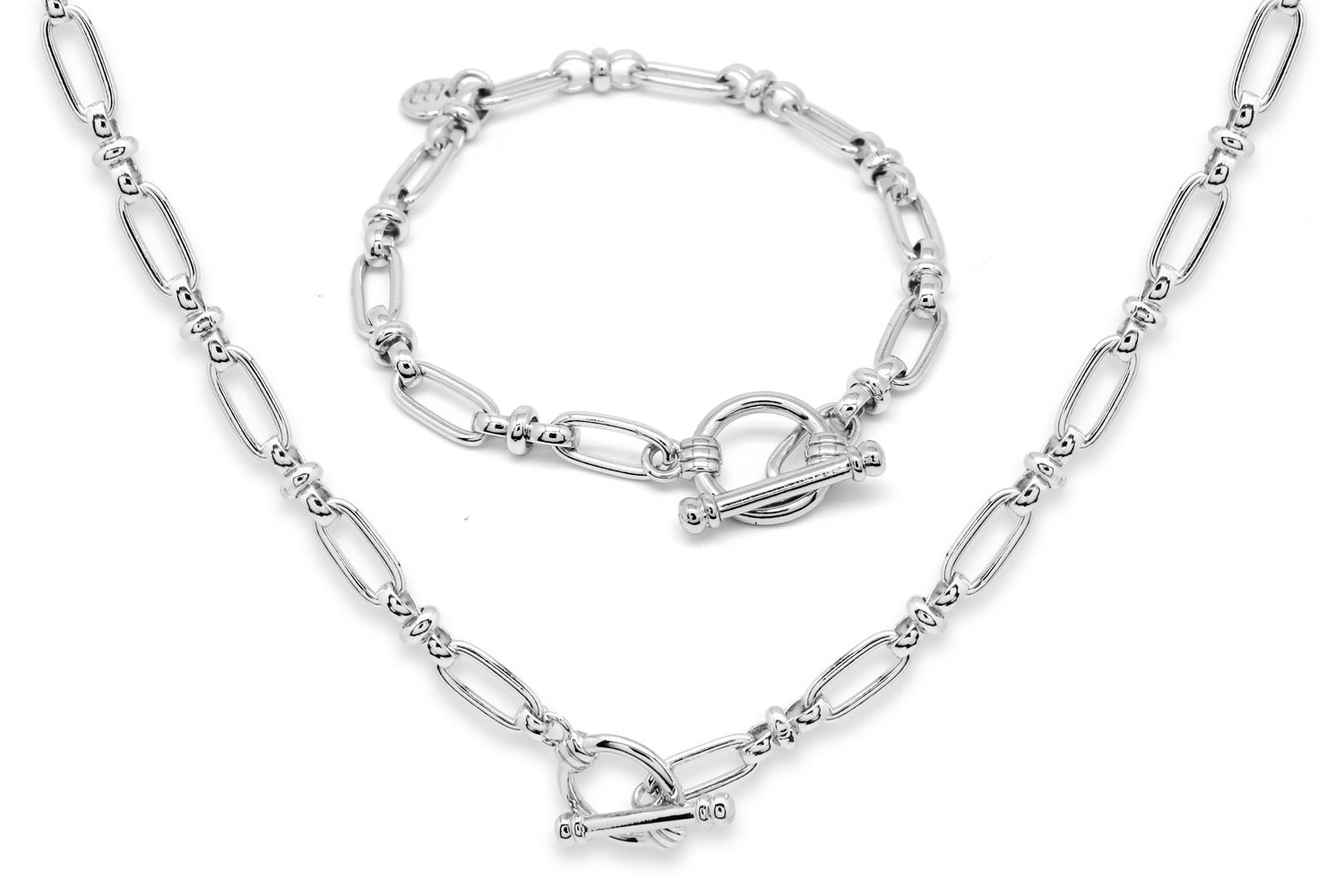 Mens silver necklace and sale bracelet set