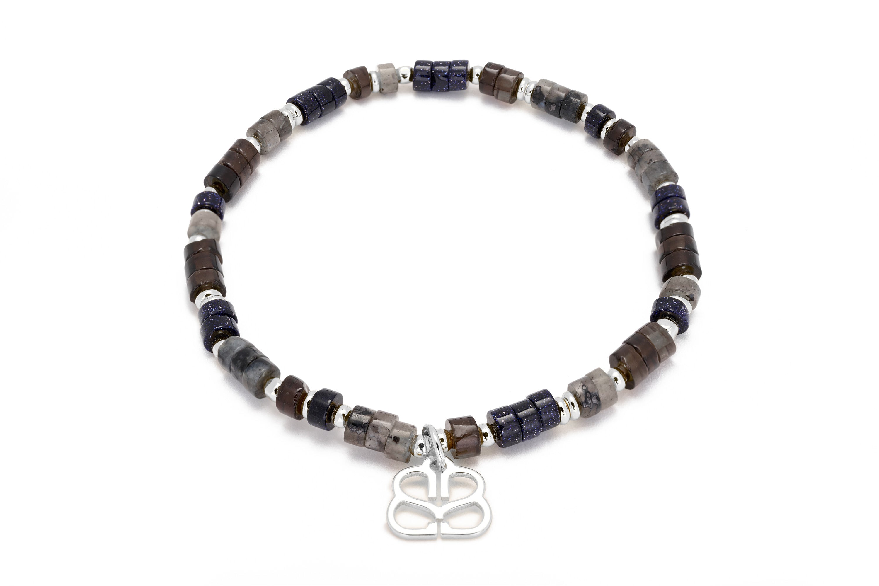 Breeze Dark Grey Stretch Gemstone Bracelet - Boho Betty