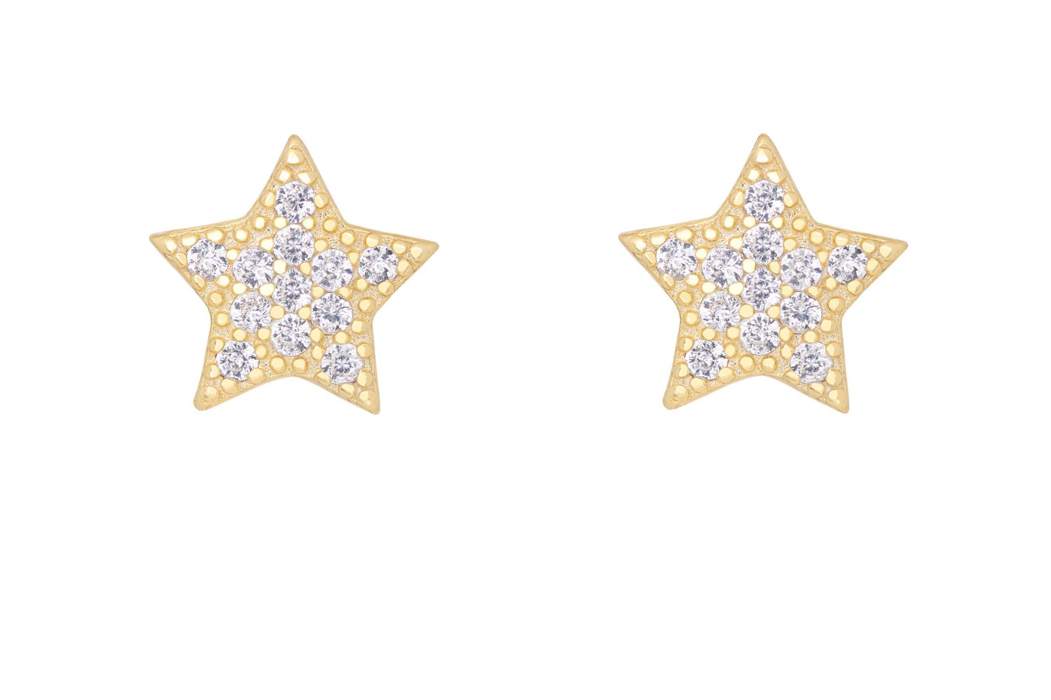 Chastain Sterling Silver CZ Gold Star Stud Earrings