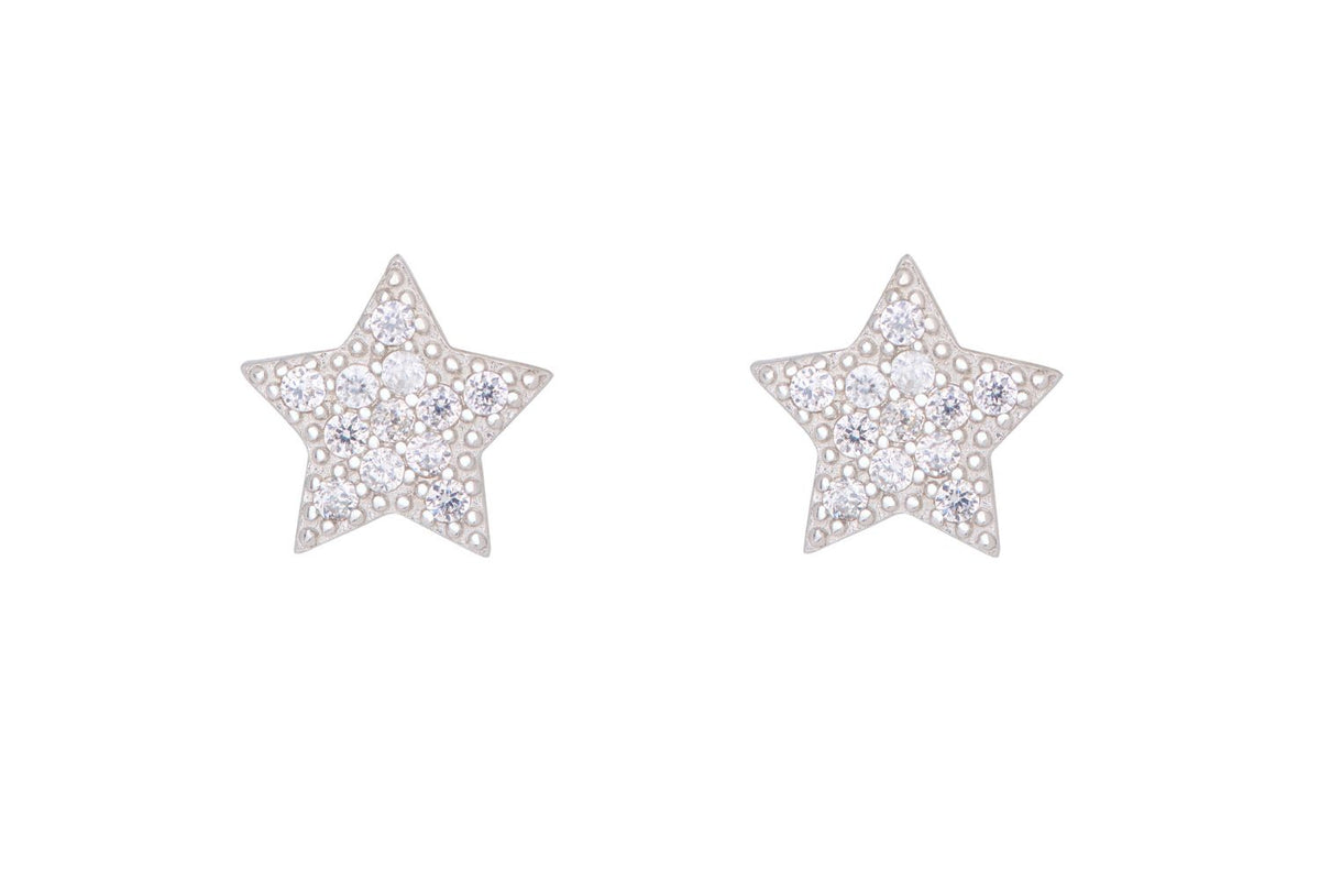 Chastain Sterling Silver CZ Star Stud Earrings