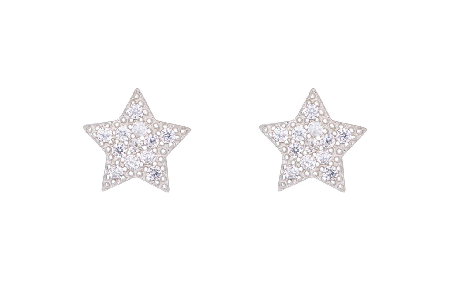 Chastain Sterling Silver CZ Star Stud Earrings