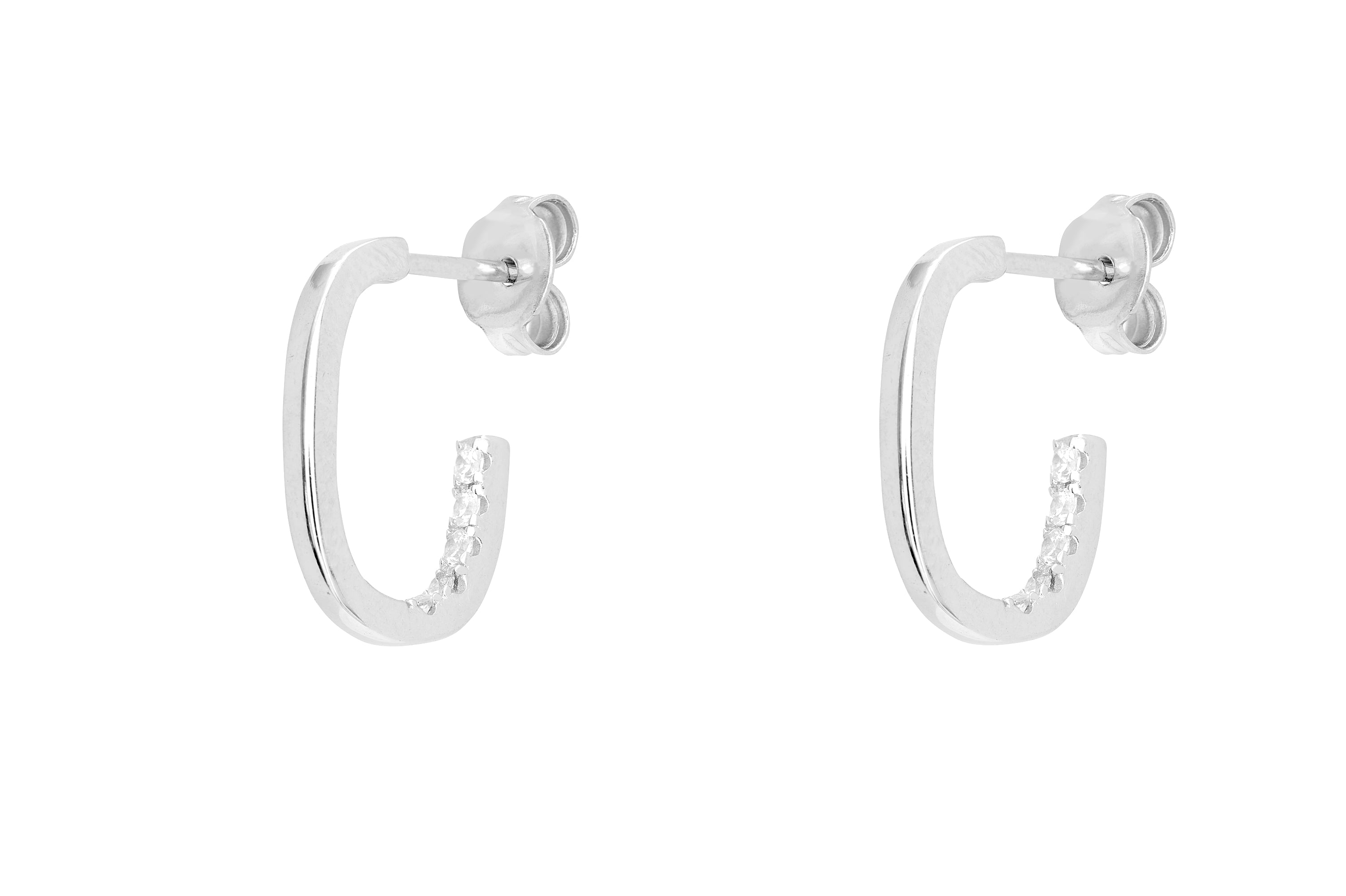 Boho Betty product shot of Dafne Sterling silver hoop stud earrings with CZ inlay. The perfect gift for her