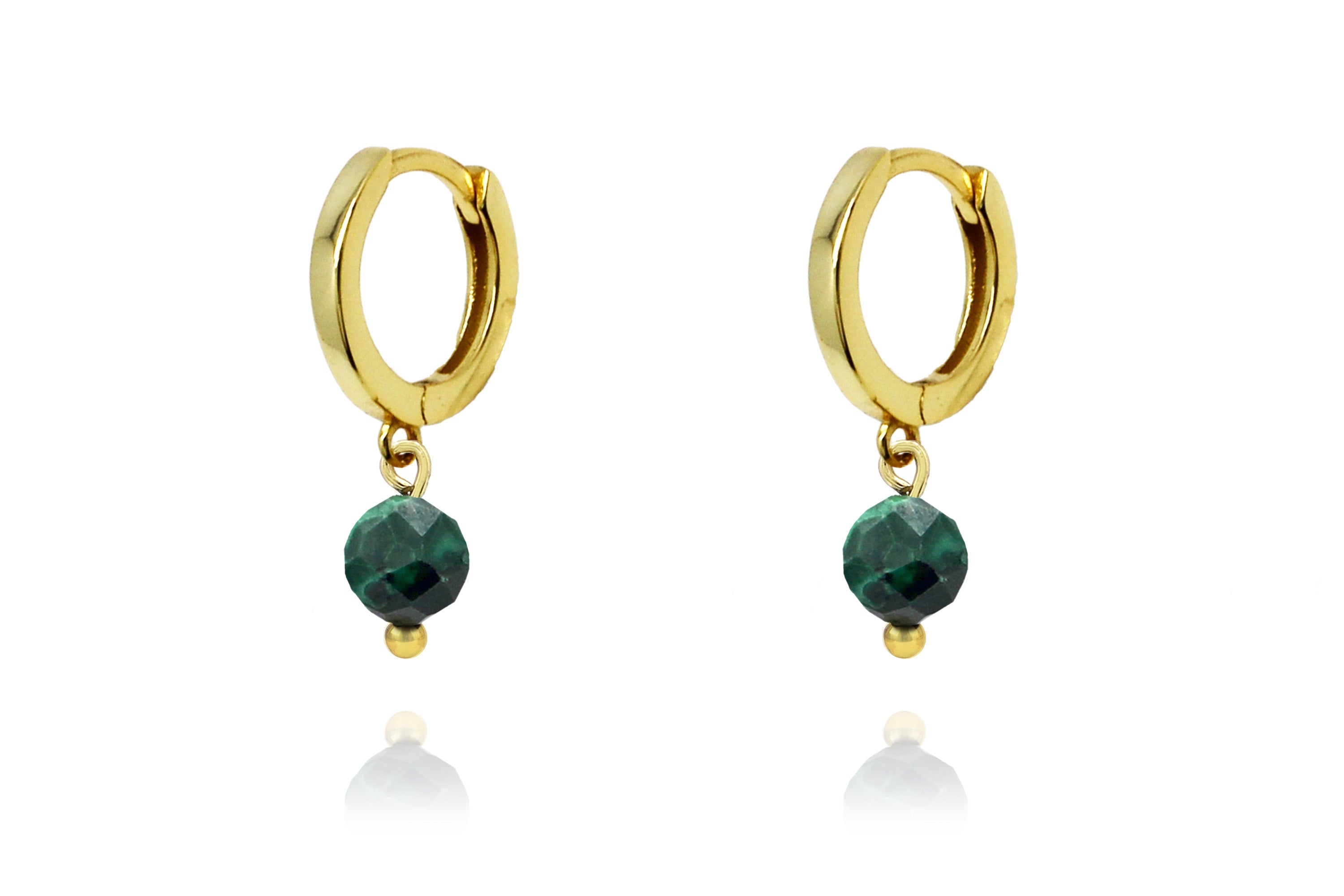 Birthstone Earrings - Gold & Malachite #color_Gold