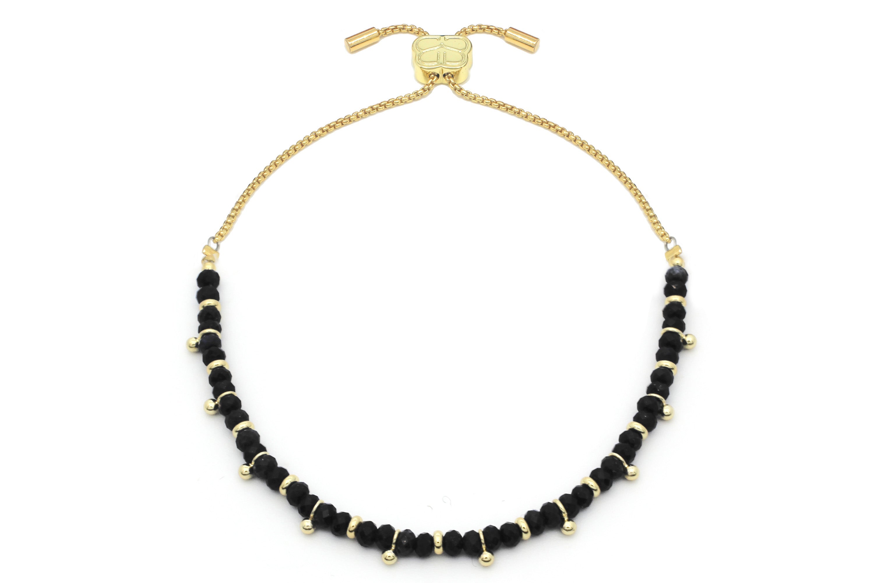 Moala Black Spinel Gold Stacking Bracelet