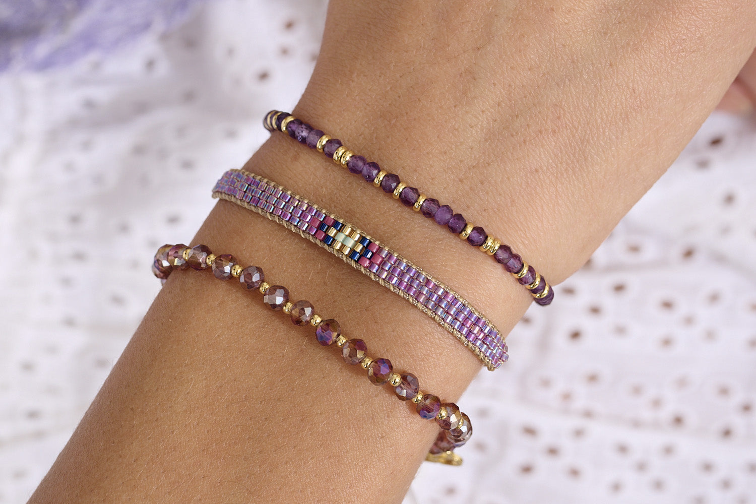 Amethyst, Lilac, Pink and purple tones pair to create this cute stack inspiration.