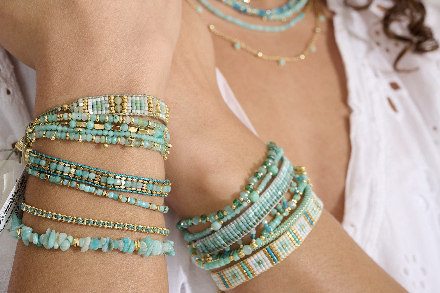 Oceanic dreams filled with Amazonite beauties, stack your wrists high!