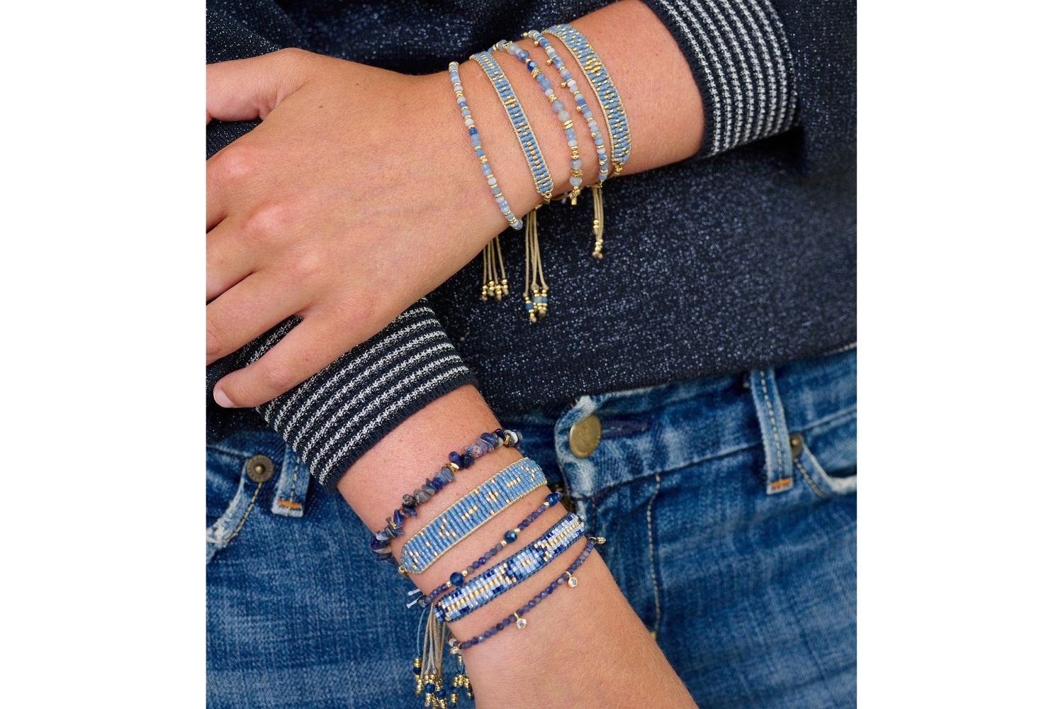 Mystical in Blue Aventurine Gold stacked in these great collections for styling all year round!