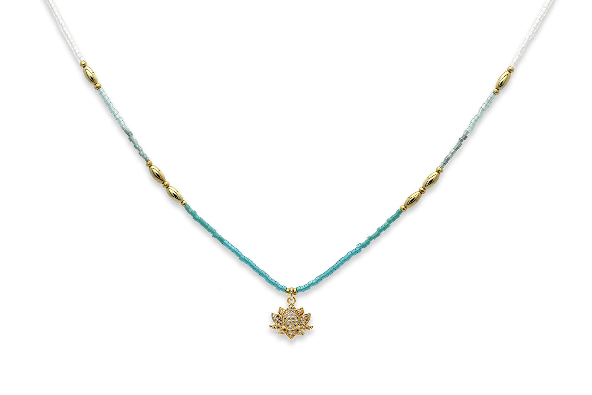 Gaea Lotus Flower Pendant Gold Necklace