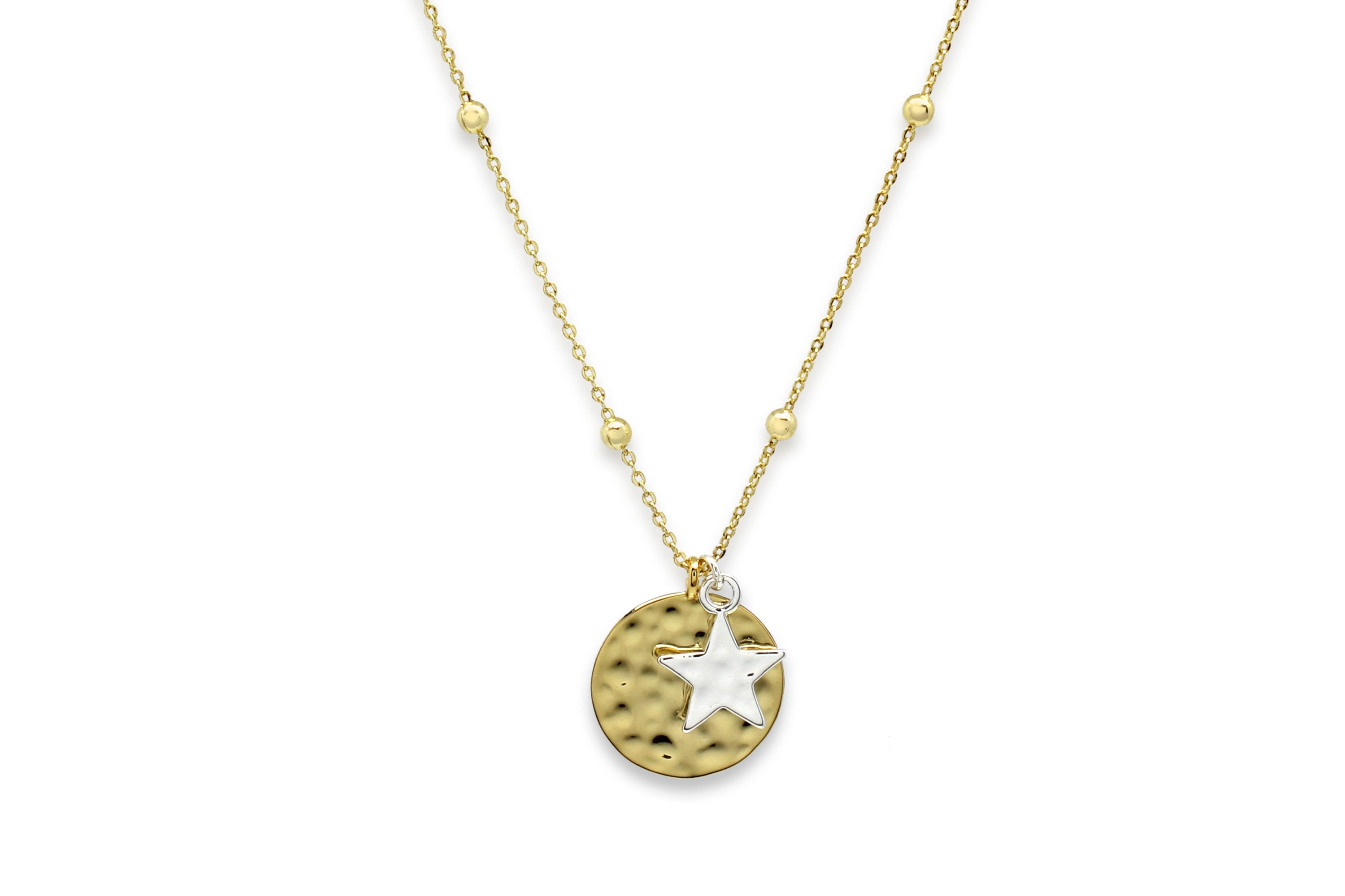 Luna Gold Star & Moon Pendant Necklace#color_Gold