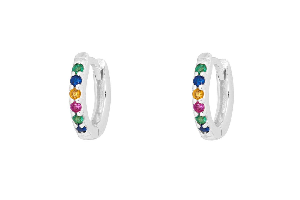 Reddy Multicolour CZ Sterling Silver Hoop Huggies