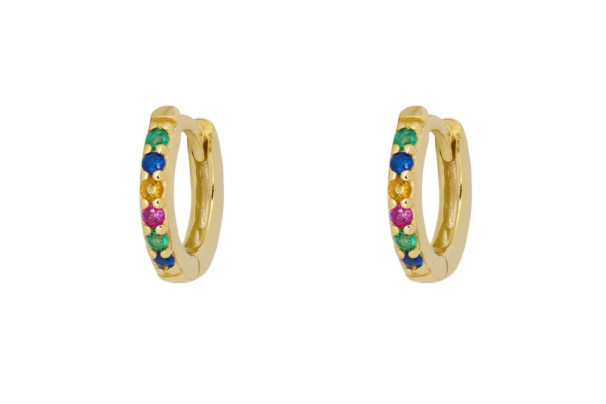 Reddy Gold Multicolour CZ Sterling Silver Hoop Huggies