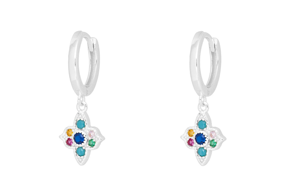 Theron Multi CZ Sterling Silver Hoop Earrings