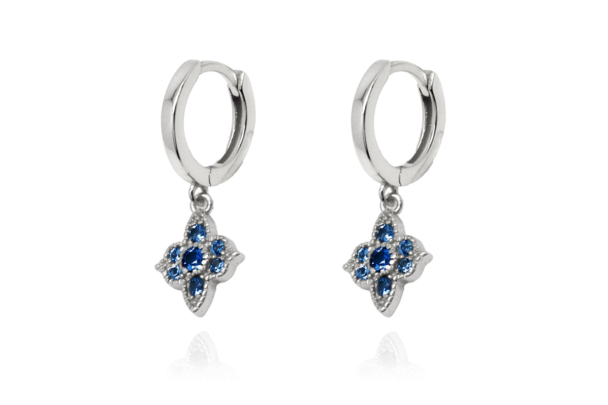 Theron Sky Blue CZ Sterling Silver Hoop Earrings