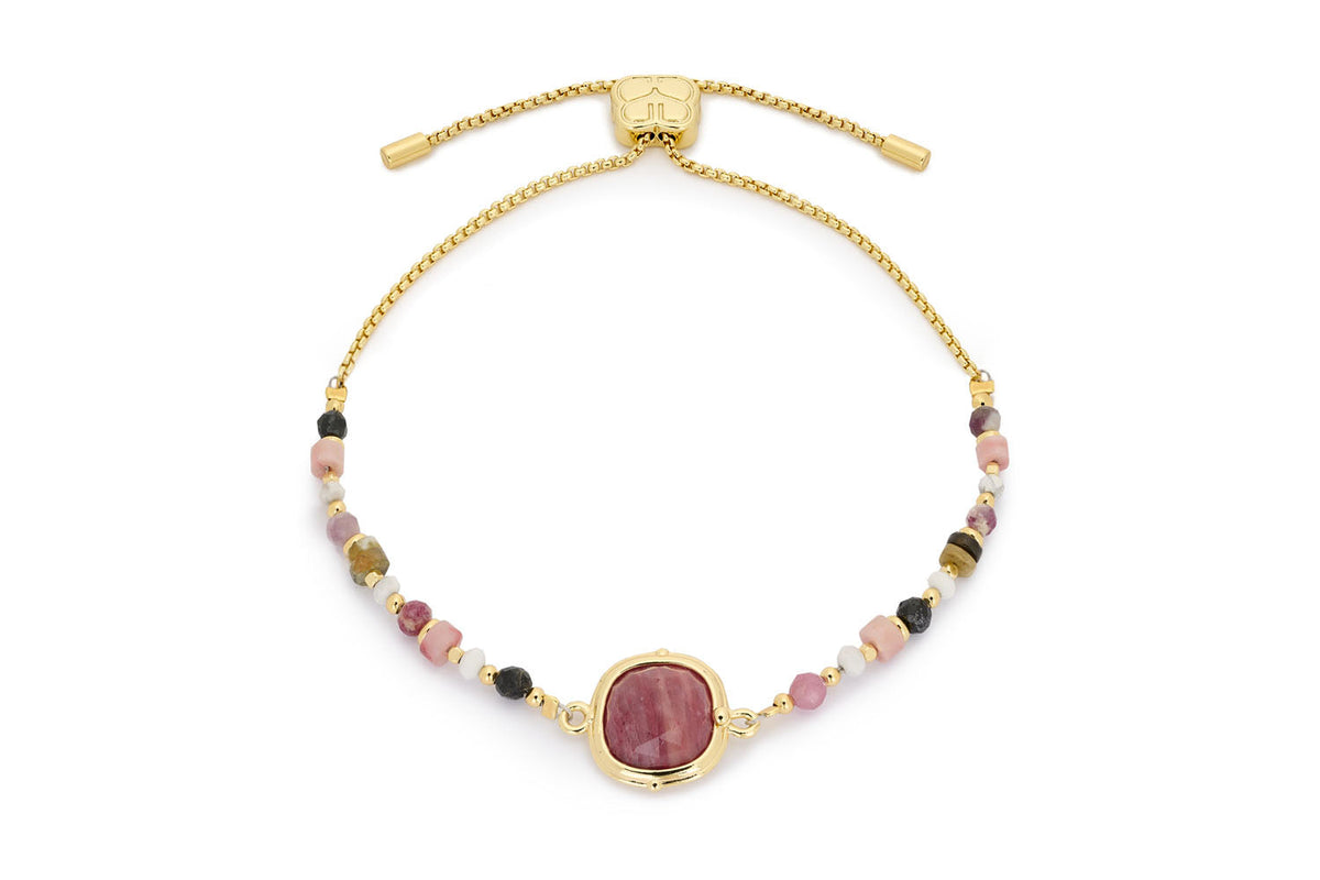 Adria Gold Beaded Pink Tourmaline Bracelet