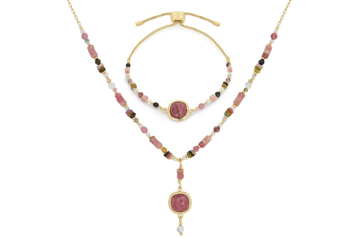 Adria Pink Tourmaline Necklace and Bracelet Set