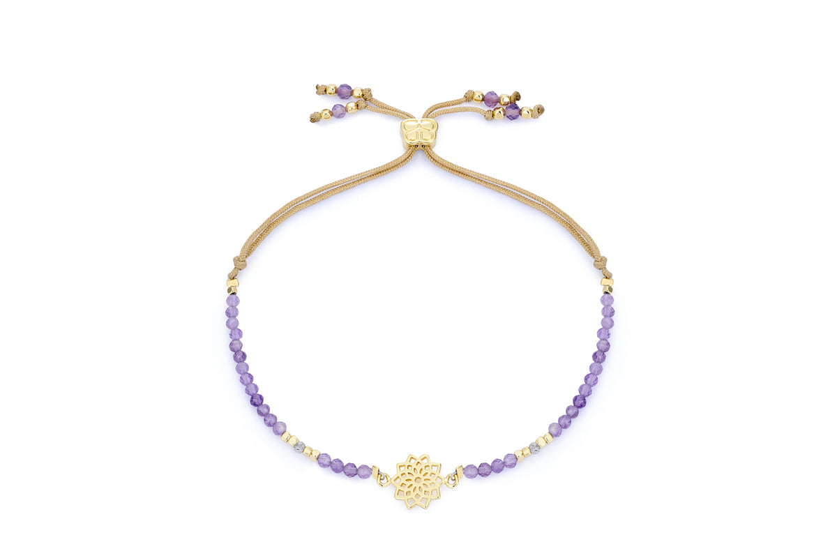 Amethyst, Labradorite & Gold Crown Chakra Bracelet