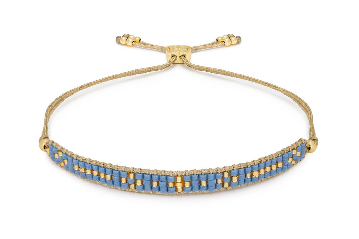 Aslan Gold & Blue Beaded Friendship Bracelet