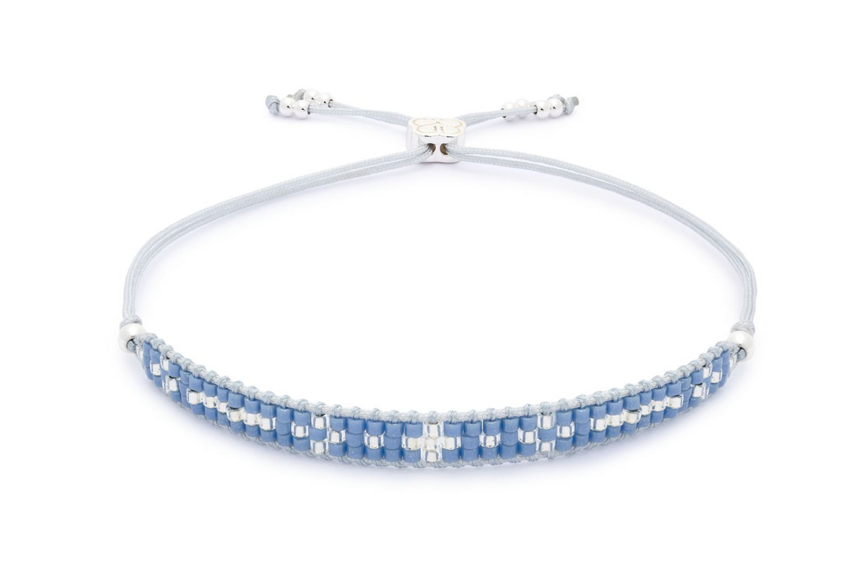 Aslan Silver & Blue Beaded Friendship Bracelet