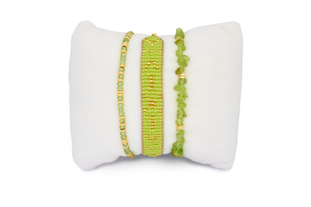 Batiki Peridot & Gold Stacking Bracelet