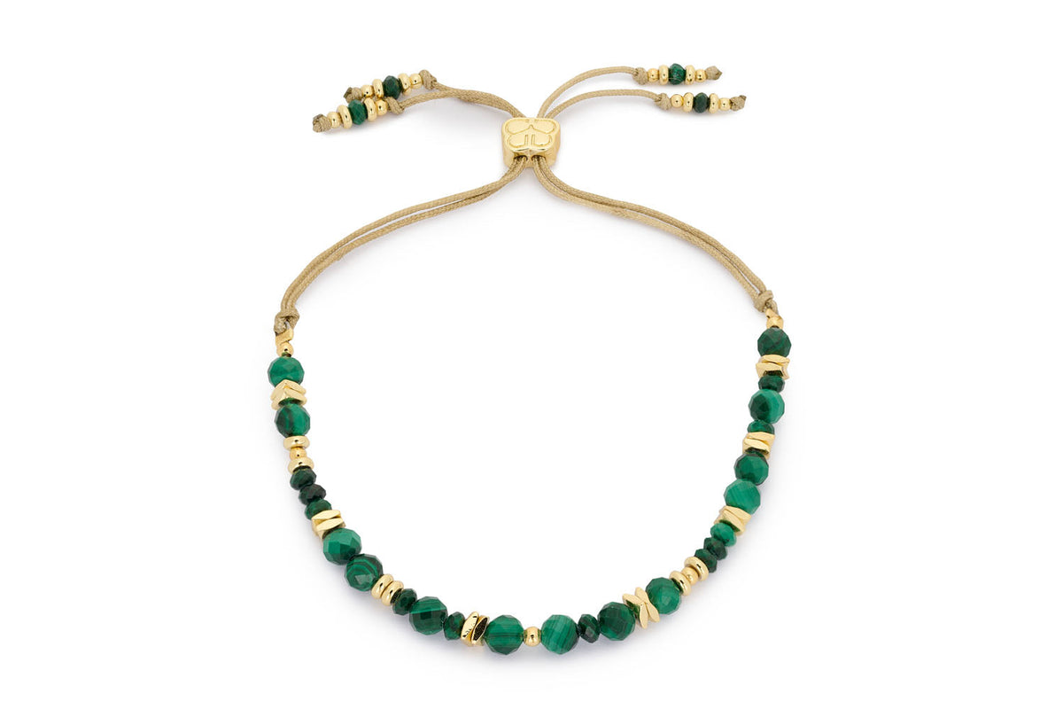 Bliss Gold & Malachite Gemstone Bead Bracelet