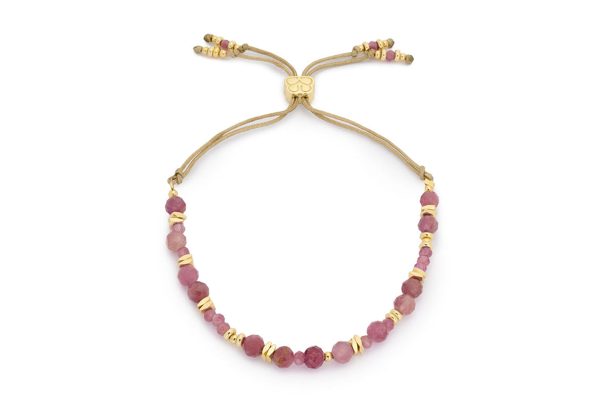 Bliss Gold & Pink Tourmaline Beaded Bracelet