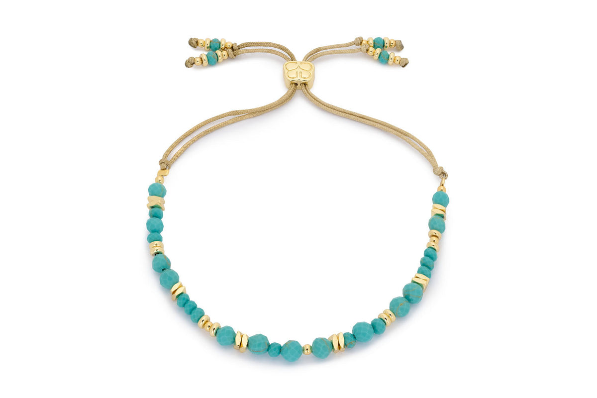 Bliss Gold Slider Turquoise Beaded Bracelet