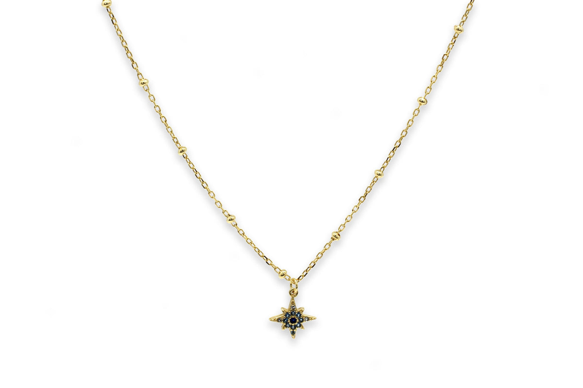 Blue Ombre CZ Gold Sterling Silver Star Necklace