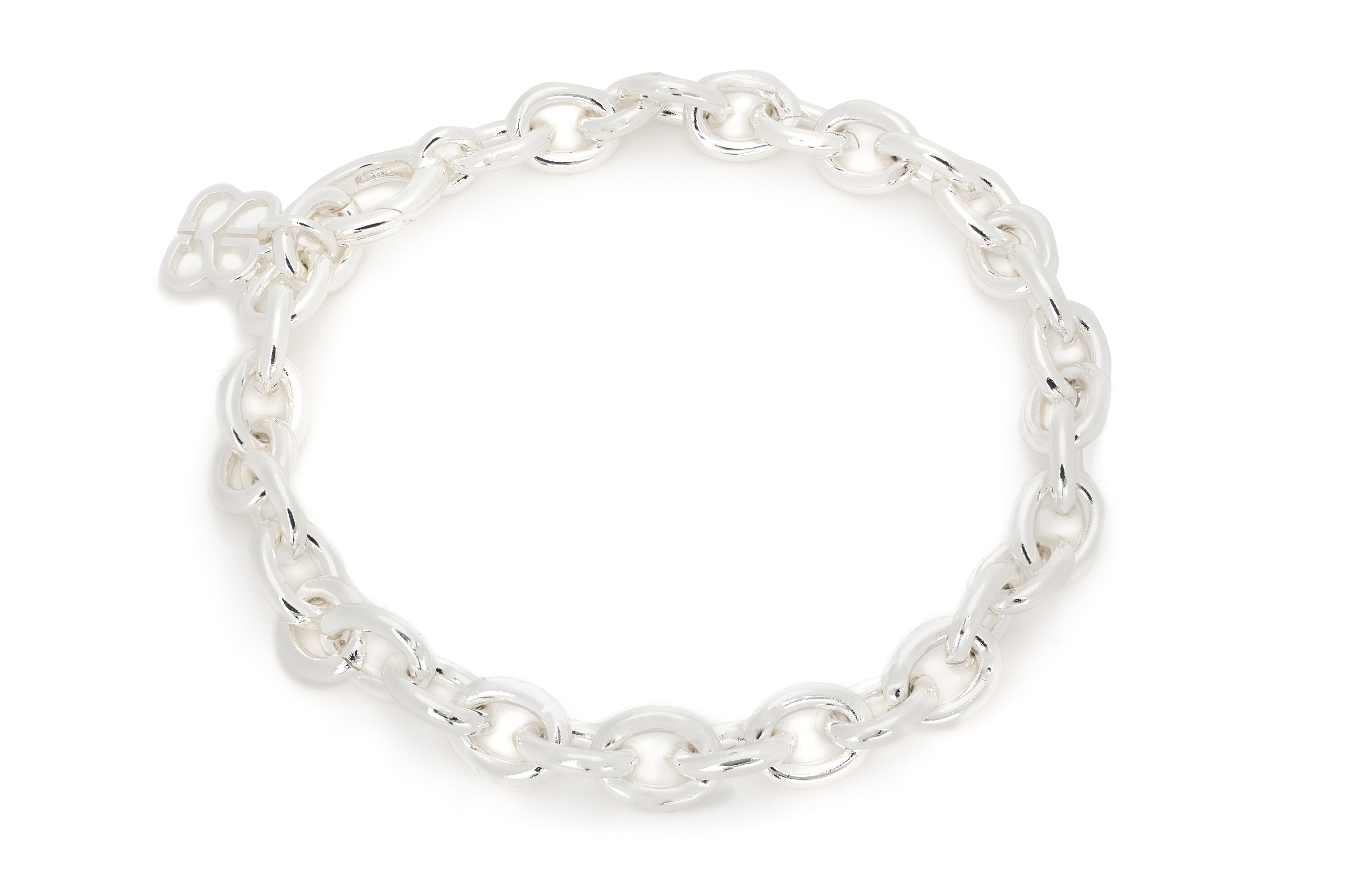 Bold Chunky Chain Bracelet in Silver featuring oversized circular links and a sleek sterling silver-plated finish.