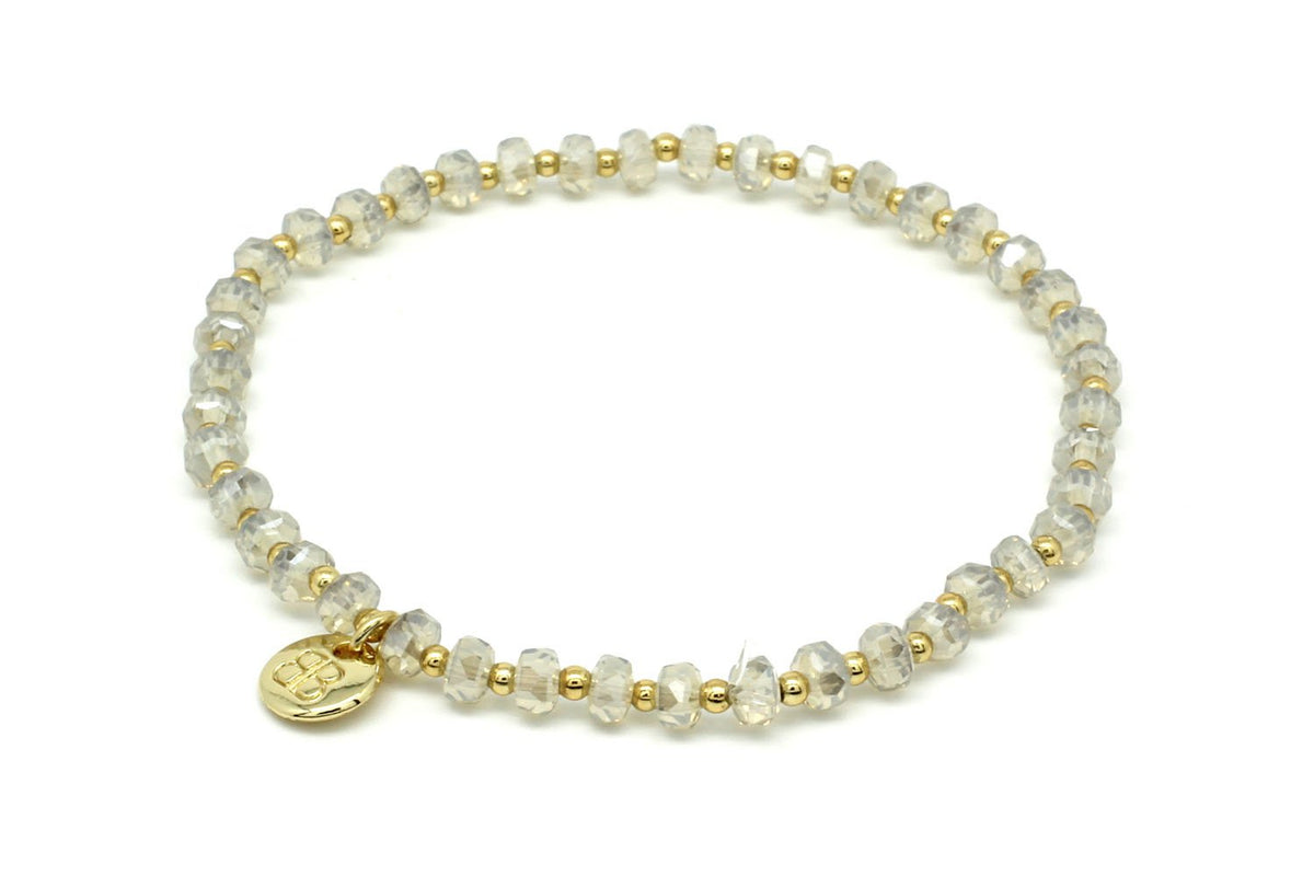 Prunus Champagne & Gold Crystal Stretch Bracelet