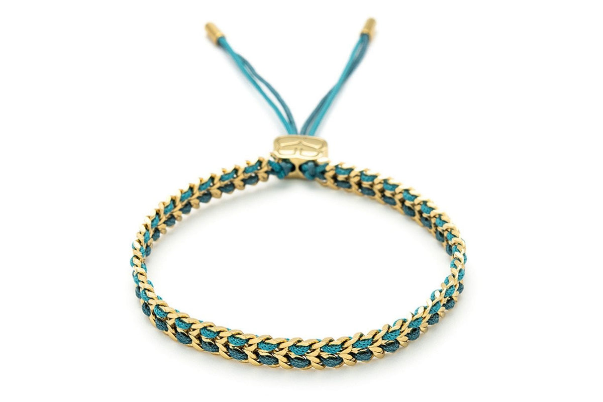 Cari Teal Gold Braided Bracelet