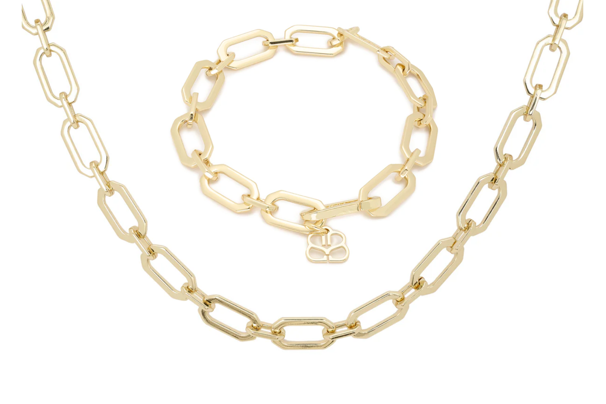 Crisos Gold Necklace and Bracelet Set