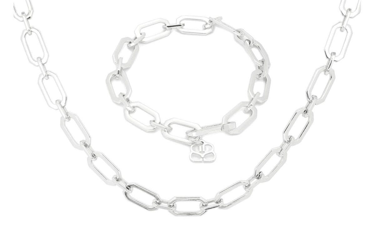 Crisos Silver Necklace and Bracelet Set