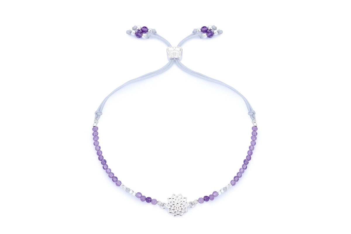 Crown Chakra Amethyst & Labradorite Silver Bracelet