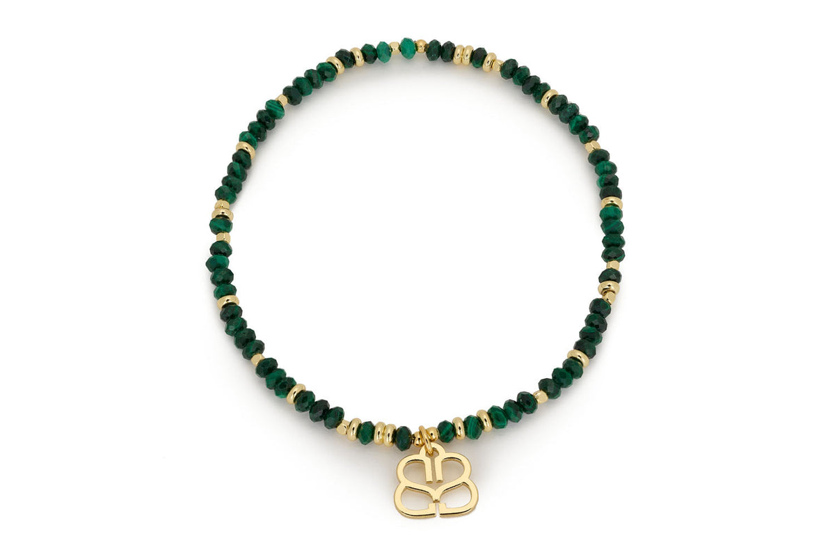 Dash Gold & Malachite Beaded Stretch Bracelet