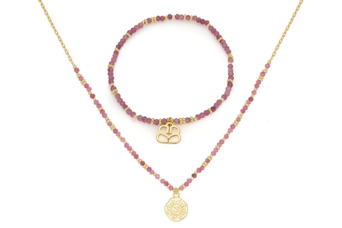 Dash Pink Tourmaline Necklace and Bracelet Set