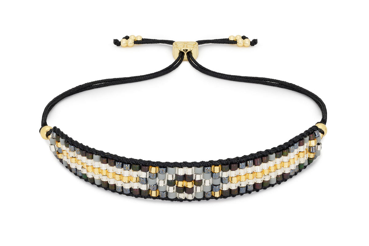 Fantasy Black & Gold Beaded Friendship Bracelet