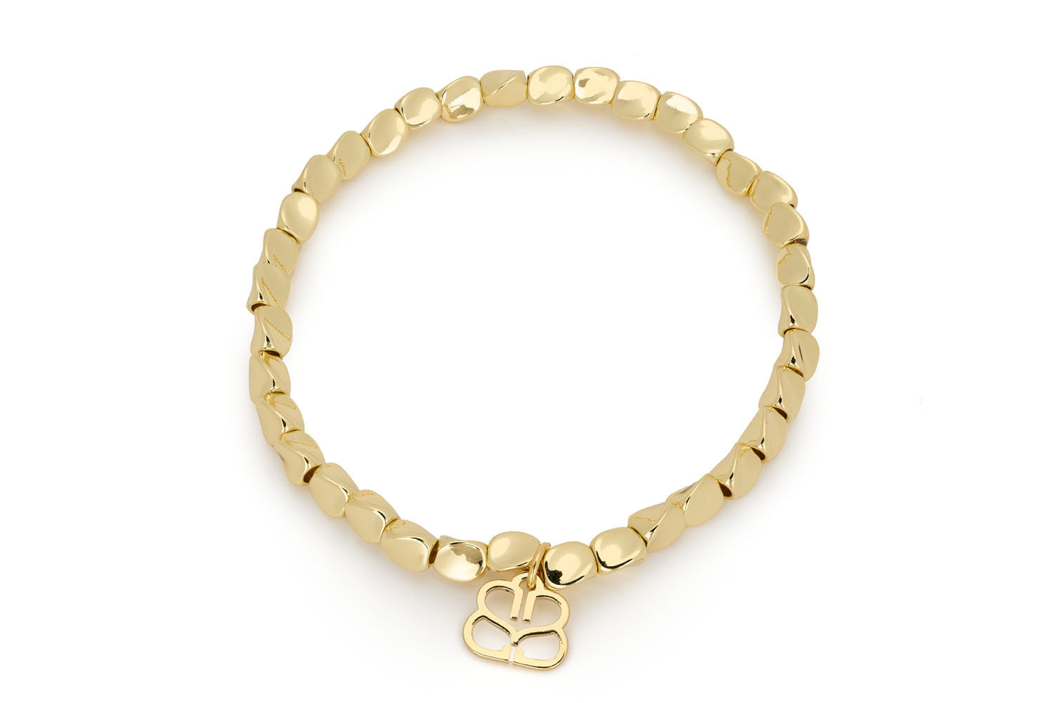 Fern Gold Stretch Bead Bracelet featuring organically shaped nugget beads with a luxurious gold finish, perfect for layering or solo wear.