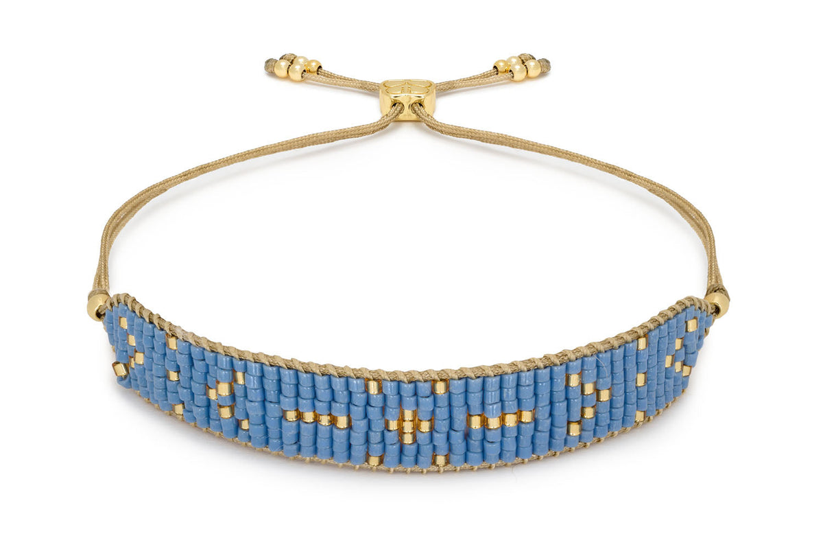 Grace Gold & Blue Beaded Friendship Bracelet