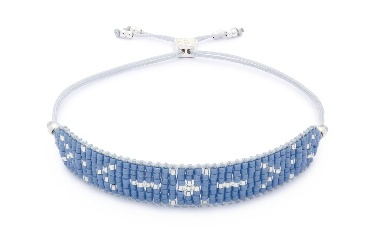 Grace Silver & Blue Beaded Friendship Bracelet