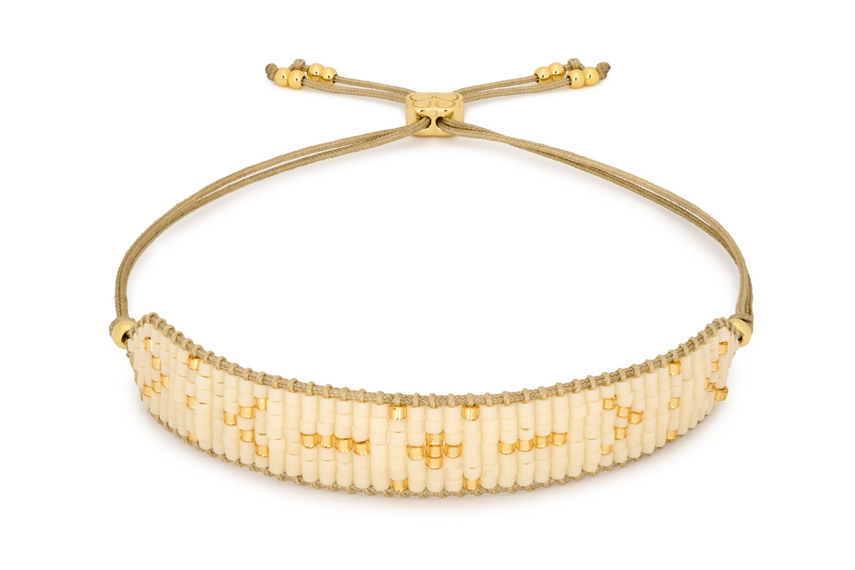 Grace Gold & Cream Beaded Friendship Bracelet