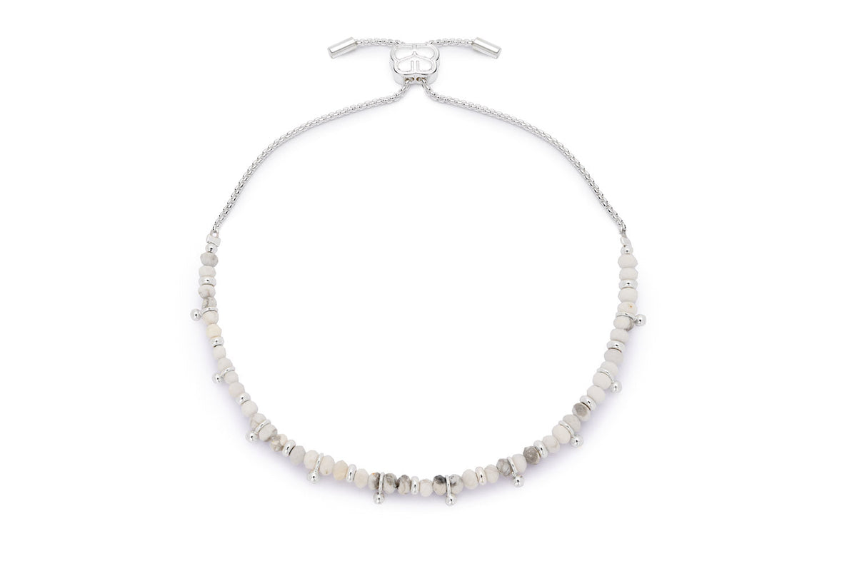 Harmony Silver & White Howlite Beaded Slider Bracelet