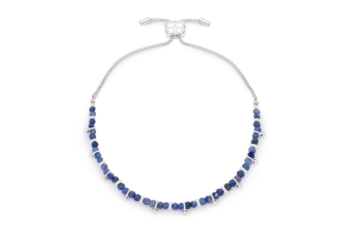 Harmony Silver & Sodalite Beaded Slider Bracelet