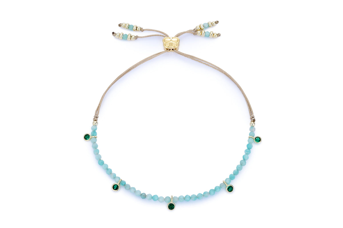 Holly Gold & Amazonite Beaded Charm Bracelet