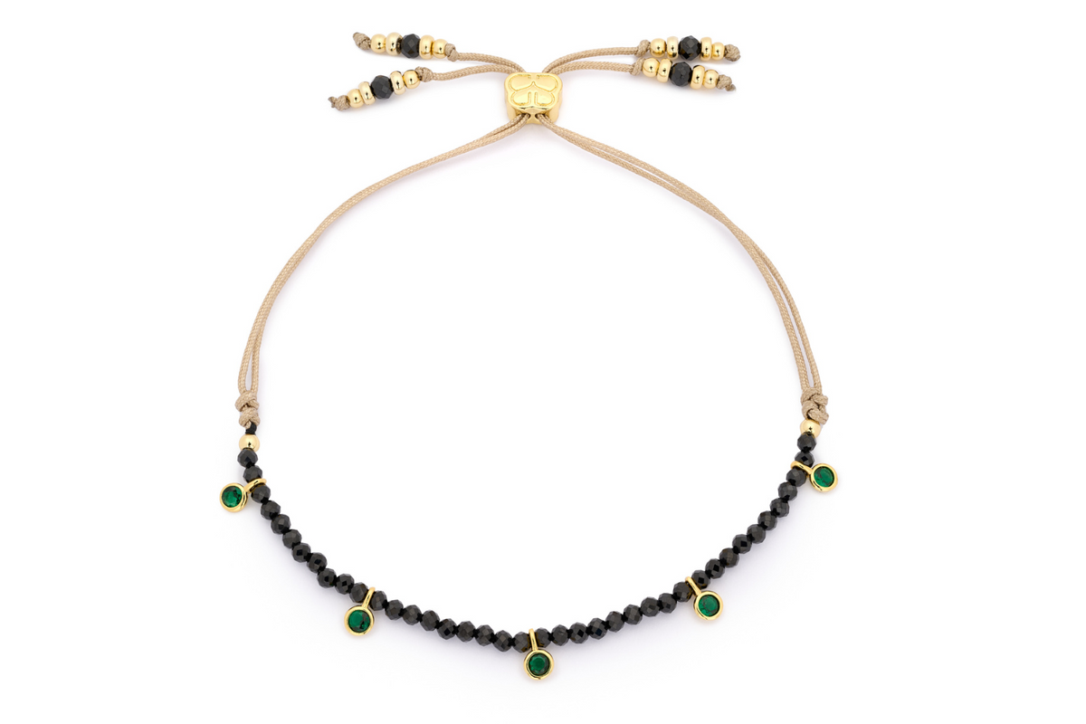 Holly Gold & Black Spinel Gemstone Charm Bracelet