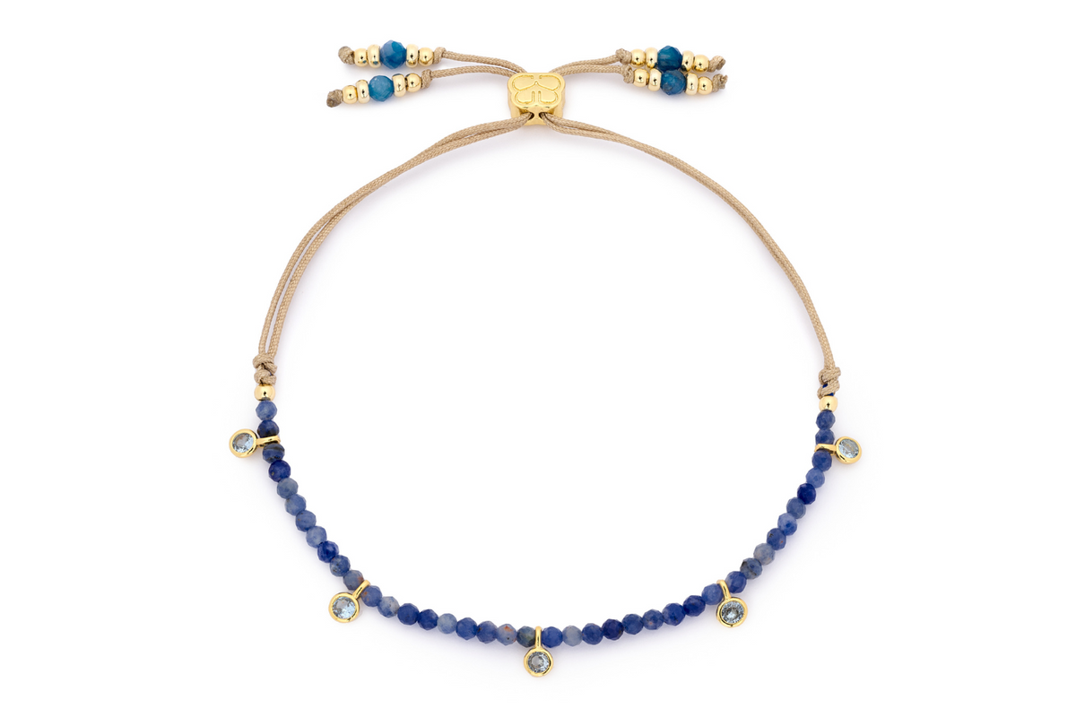 Holly Gold & Blue Aventurine Beaded Slider Bracelet