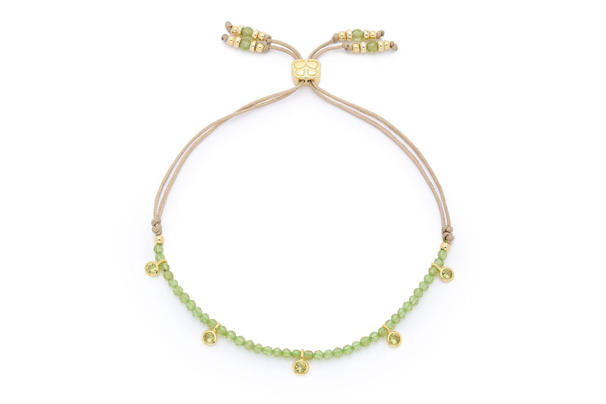 Holly Gold & Peridot Beaded Slider Bracelet