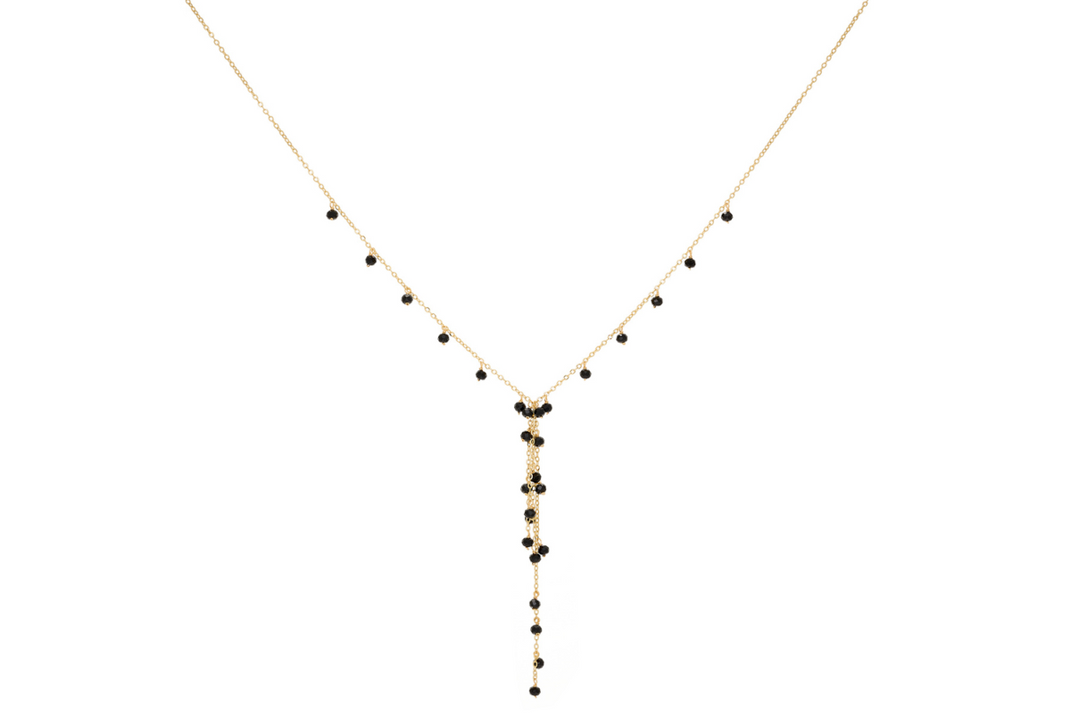 Ivy Black Spinel Lariat Gemstone Necklace