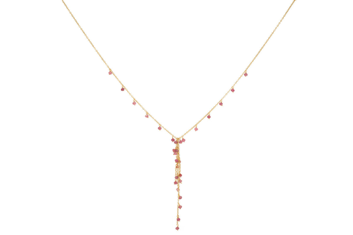 Ivy Pink Tourmaline Lariat Gemstone Necklace