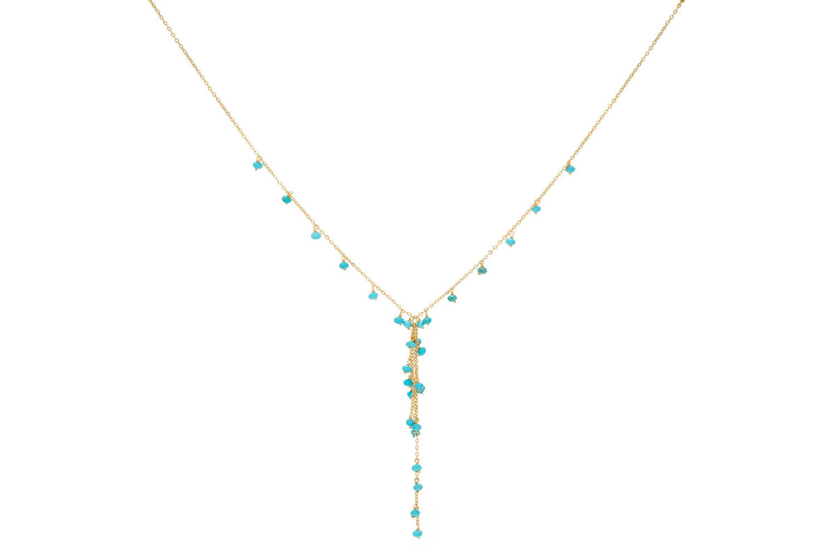 Ivy Turquoise Gemstone Beaded Lariat Necklace