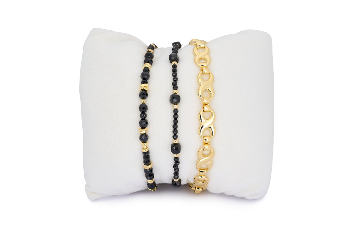 Izu Black Spinel Gold Stacking Bracelet